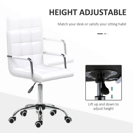 Buy Vinsetto Office Chair, Makeup Vanity Chair, Mid Back Computer Chair, PU Leather, White, 4 from Furnituretta