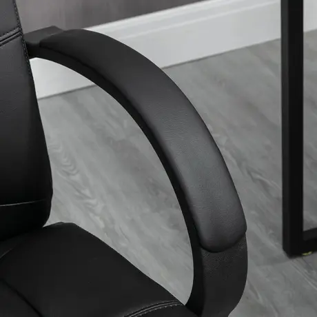 Buy Vinsetto Office Chair, PU Leather Desk Chair with 13cm Soft Padded Seat and Backrest, Swivel Chair with Adjustable Height and Rolling Wheels, Black, 9 from Furnituretta
