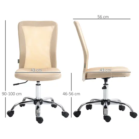 Buy Vinsetto Computer Desk Chair, Mesh Office Chair with Adjustable Height and Swivel Wheels, Armless Study Chair, Beige, 3 from Furnituretta