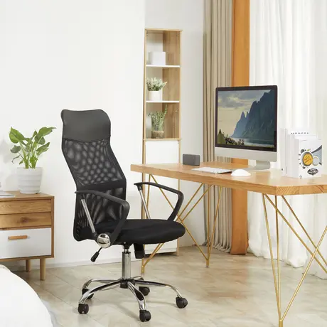 Buy HOMCOM Ergonomic Office Chair Mesh Chair with Adjustable Height Tilt Function Black, 2 from Furnituretta