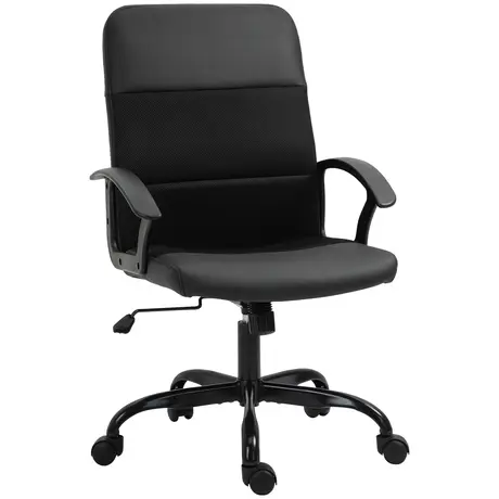 Buy Vinsetto Mesh Office Chair, Faux Leather Desk Chair with Swivel Wheels, Adjustable Height and Tilt Function, Black, 2 from Furnituretta