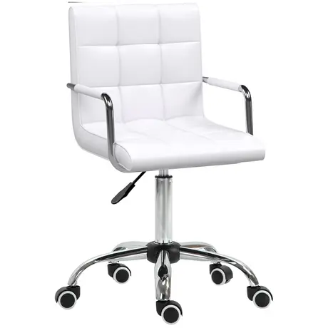 Buy Vinsetto Office Chair, Makeup Vanity Chair, Mid Back Computer Chair, PU Leather, White from Furnituretta