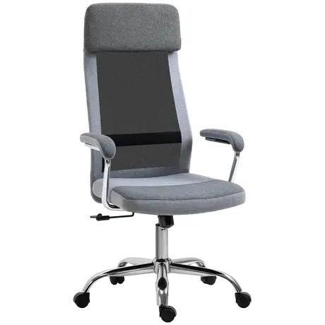 Buy Vinsetto Office Chair, Ergonomic Desk Chair, High Back Computer Chair with Adjustable Height, Swivel Rolling Wheels, Mesh Back and Linen-Feel Fabric Seat for Home and Study, Grey, 2 from Furnituretta