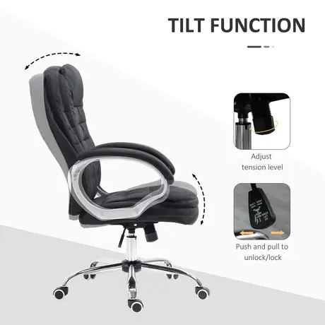 Buy HOMCOM Office Chair Computer Chair Executive Office Chair with Height Adjustable, Comfortable Desk Chair for Home Office Fabric Black, 5 from Furnituretta