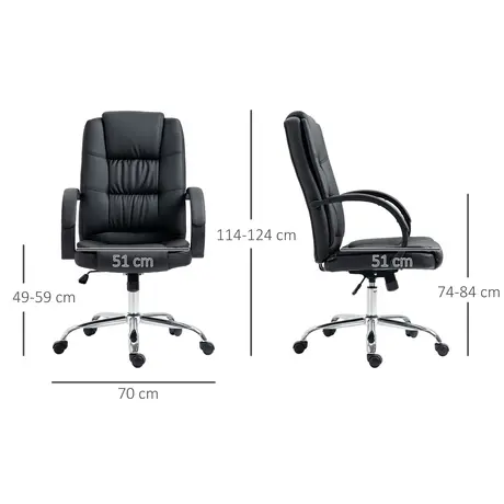 Buy Vinsetto Office Chair, PU Leather Desk Chair with 13cm Soft Padded Seat and Backrest, Swivel Chair with Adjustable Height and Rolling Wheels, Black, 3 from Furnituretta
