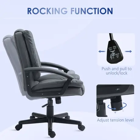 Buy HOMCOM Office Chair, Computer Desk Chair, Mid Back Executive Chair with Adjustable Height and Swivel Rolling Wheels for Home Study, Dark Grey, 5 from Furnituretta