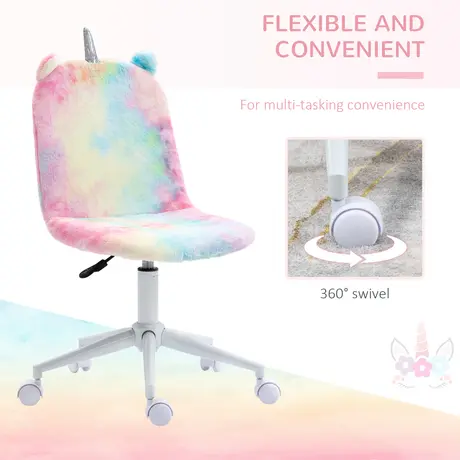 Buy Vinsetto Fluffy Unicorn Office Chair with Mid-Back and Swivel Wheel, Cute Desk Chair, Rainbow Multi-Colored, 6 from Furnituretta