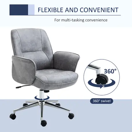Buy Vinsetto Swivel Computer Office Chair Mid Back Desk Chair for Home Study Bedroom, Light Grey, 6 from Furnituretta