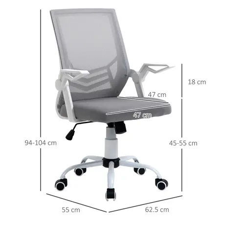 Buy Vinsetto Office Chair, Ergonomic Desk Chair, Executive Computer Chair with 90° Flip-up Armrest and Lumbar Support, Adjustable Height for Home/Office, Grey, 3 from Furnituretta