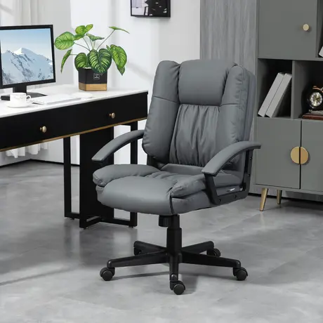 Buy HOMCOM Office Chair, Computer Desk Chair, Mid Back Executive Chair with Adjustable Height and Swivel Rolling Wheels for Home Study, Dark Grey, 2 from Furnituretta
