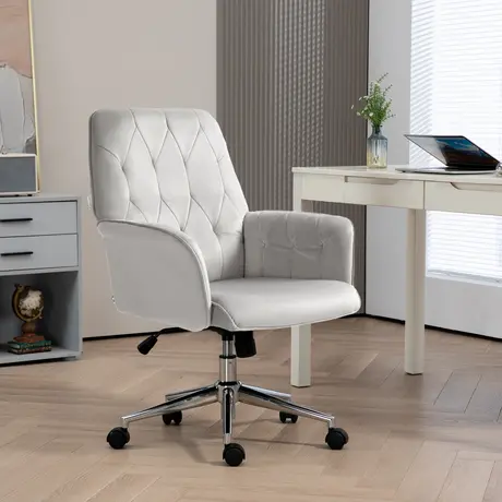 Buy Vinsetto Linen Computer Chair with Armrest, Modern Swivel Chair with Adjustable Height, Light Grey, 2 from Furnituretta