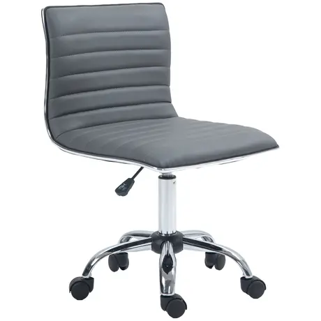 Buy HOMCOM Adjustable Swivel Office Chair with Armless Mid-Back in PU Leather and Chrome Base - Dark Grey, 2 from Furnituretta