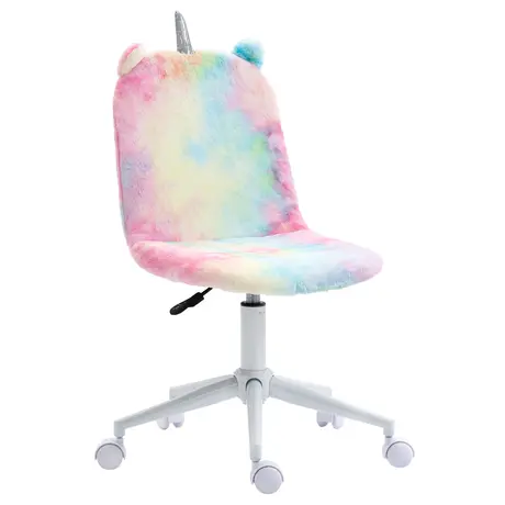 Buy Vinsetto Fluffy Unicorn Office Chair with Mid-Back and Swivel Wheel, Cute Desk Chair, Rainbow Multi-Colored from Furnituretta