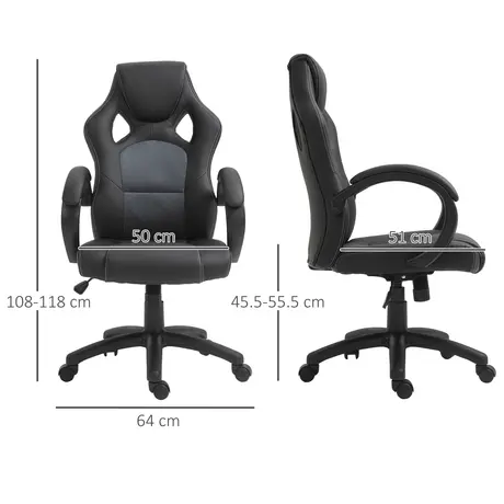 Buy Vinsetto Office Chair Faux Leather Swivel Computer Desk Chair for Home Office with Wheels Armrests Black, 3 from Furnituretta