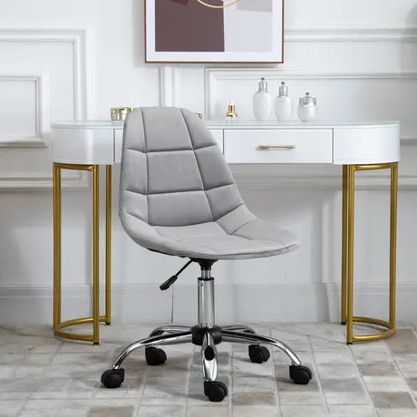 Buy Vinsetto Ergonomic Office Chair with Adjustable Height and Wheels Velvet Executive Chair Armless for Home Study Bedroom Grey, 2 from Furnituretta