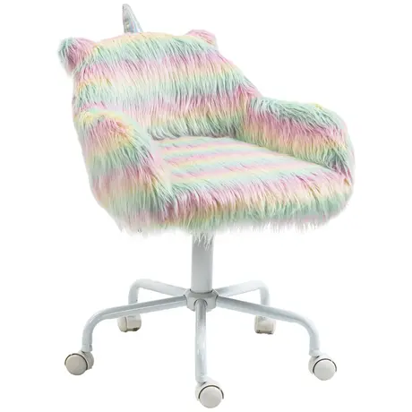 Buy Vinsetto Unicorn Home Office Chair, Height Adjustable Fluffy Desk Chair with Armrests and Swivel Wheels, Colourful from Furnituretta