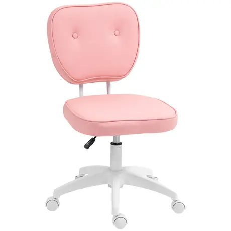 Buy Vinsetto Vanity Office Chair, PU Leather Computer Chair for Home, with Adjustable Height, Armless, Swivel Wheels, Pink from Furnituretta