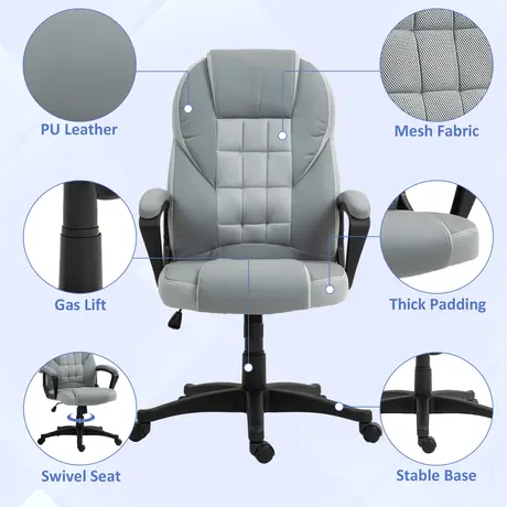 Buy HOMCOM Faux Leather Office Chair - Grey, 5 from Furnituretta
