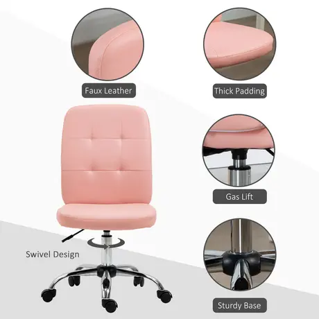 Buy Vinsetto Armless Faux Leather Office Chair - Pink, 5 from Furnituretta