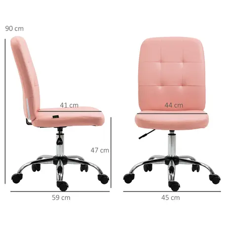 Buy Vinsetto Armless Faux Leather Office Chair - Pink, 3 from Furnituretta