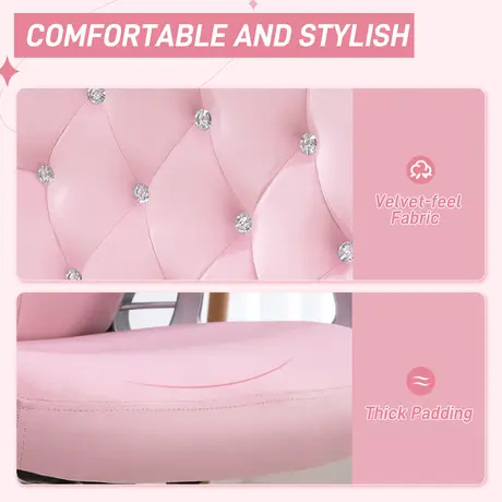 Buy Vinsetto Velvet-Feel Work Chair, with Diamante Back - Pink, 4 from Furnituretta