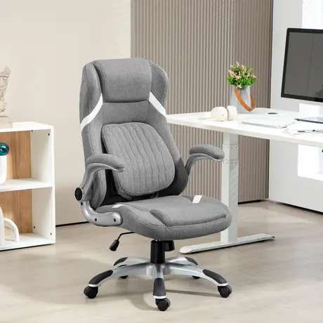 Buy Vinsetto Linen-Look Office Chair, with Adjustable Height and Tension - Grey, 2 from Furnituretta