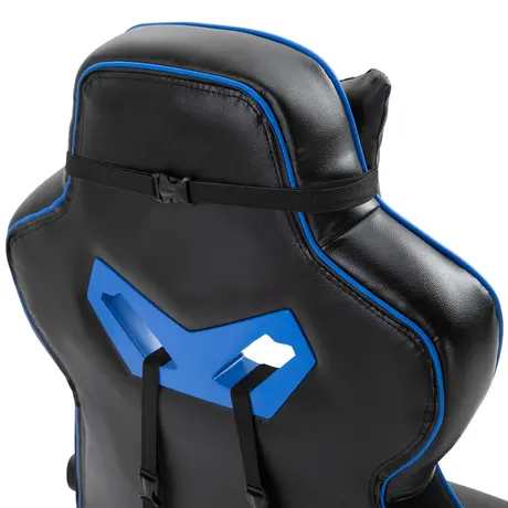 Buy Vinsetto Faux Leather Reclining Gaming Chair, with Footrest - Blue/Black, 8 from Furnituretta