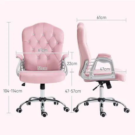 Buy Vinsetto Velvet-Feel Work Chair, with Diamante Back - Pink, 3 from Furnituretta