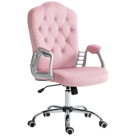 Buy Vinsetto Velvet-Feel Work Chair, with Diamante Back - Pink from Furnituretta