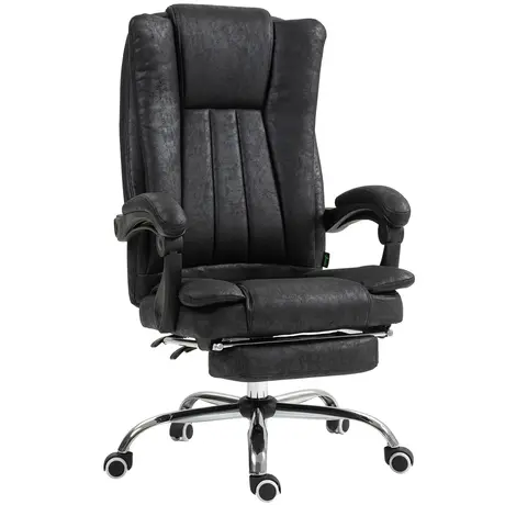 Buy Vinsetto Home Office Chair Microfibre Desk Chair with Reclining Function Armrests Swivel Wheels Footrest Black from Furnituretta