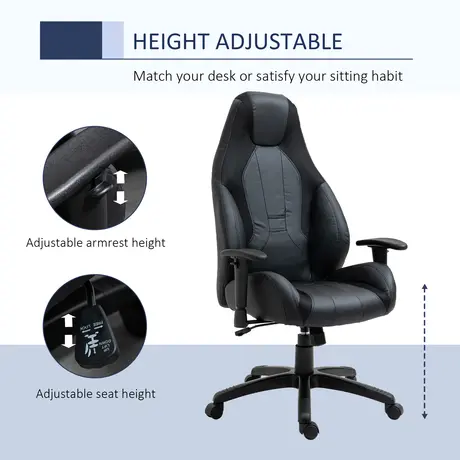 Buy Vinsetto Racing Gaming Chair, Mesh & Faux Leather Computer Chair with High Back, Swivel Wheels, Adjustable Height and Armrest, Black, 4 from Furnituretta