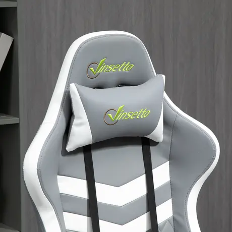 Buy Vinsetto Gaming Chair, Computer Desk Chair with Lumbar Support, Faux Leather Racing Chair with Headrest and Swivel Wheels for Home Office, Grey White, 8 from Furnituretta