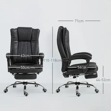 Buy Vinsetto Home Office Chair Microfibre Desk Chair with Reclining Function Armrests Swivel Wheels Footrest Black, 3 from Furnituretta