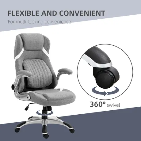 Buy Vinsetto Linen-Look Office Chair, with Adjustable Height and Tension - Grey, 8 from Furnituretta