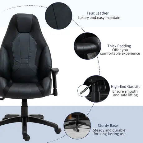 Buy Vinsetto Racing Gaming Chair, Mesh & Faux Leather Computer Chair with High Back, Swivel Wheels, Adjustable Height and Armrest, Black, 7 from Furnituretta