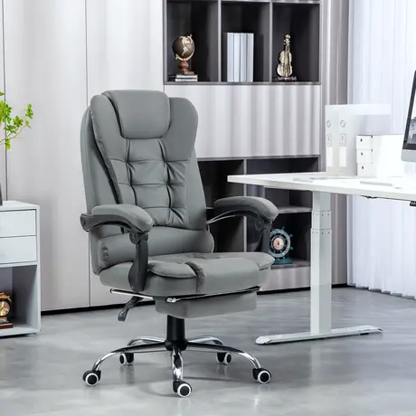Buy HOMCOM Executive Office Chair, Home Office Chair with Swivel Wheels, Reclining Backrest, Retractable Footrest, Grey, 2 from Furnituretta