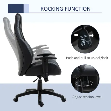 Buy Vinsetto Racing Gaming Chair, Mesh & Faux Leather Computer Chair with High Back, Swivel Wheels, Adjustable Height and Armrest, Black, 5 from Furnituretta