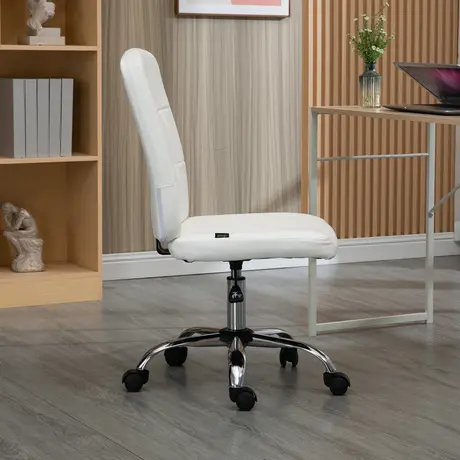 Buy Vinsetto Armless Faux Leather Office Chair - White, 7 from Furnituretta