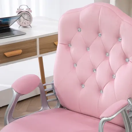 Buy Vinsetto Velvet-Feel Work Chair, with Diamante Back - Pink, 9 from Furnituretta