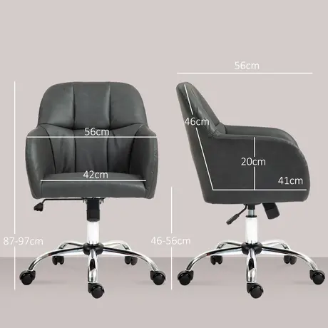Buy HOMCOM Faux Leather Tub Office Chair, with Wheels - Grey, 3 from Furnituretta