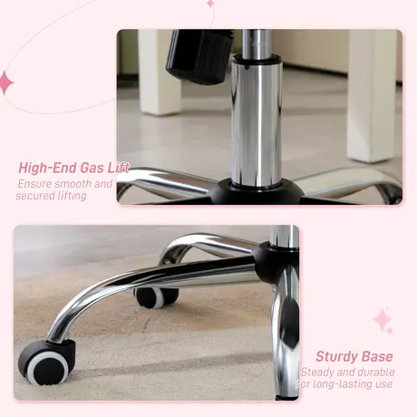 Buy Vinsetto Velvet-Feel Work Chair, with Diamante Back - Pink, 7 from Furnituretta