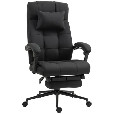 Buy Vinsetto Office Desk Chair with Footrest, Headrest Pillow, Home Office Chair with Reclining Backrest, Swivel Wheels, Black from Furnituretta