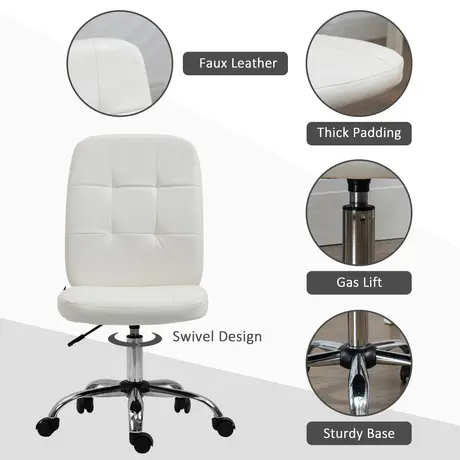 Buy Vinsetto Armless Faux Leather Office Chair - White, 5 from Furnituretta