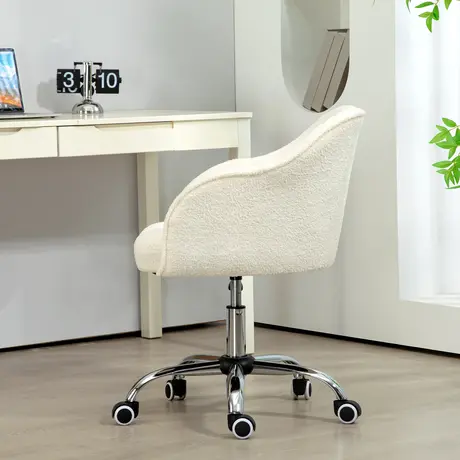 Buy HOMCOM Teddy Fleece Swivel Office Chair - Cream, 7 from Furnituretta