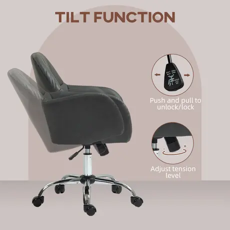 Buy HOMCOM Faux Leather Tub Office Chair, with Wheels - Grey, 5 from Furnituretta
