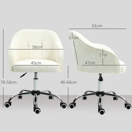 Buy HOMCOM Teddy Fleece Swivel Office Chair - Cream, 3 from Furnituretta