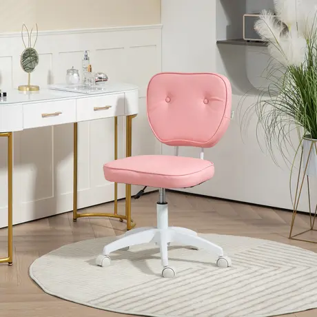 Buy Vinsetto Vanity Office Chair, PU Leather Computer Chair for Home, with Adjustable Height, Armless, Swivel Wheels, Pink, 2 from Furnituretta