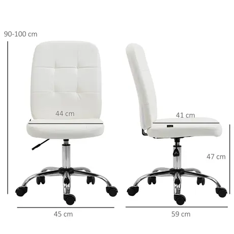 Buy Vinsetto Armless Faux Leather Office Chair - White, 3 from Furnituretta