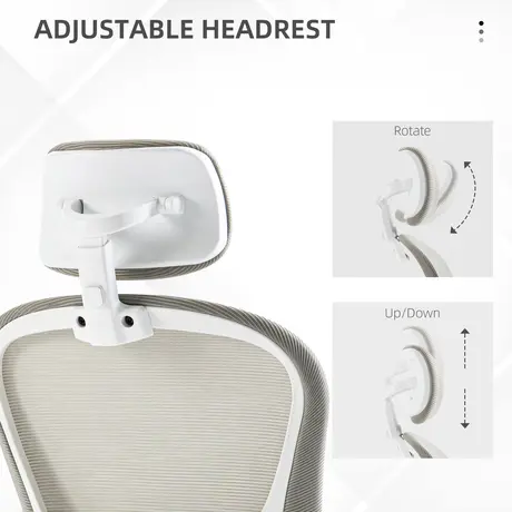 Buy Vinsetto Multi-Adjustable Office Chair, with Lumbar Support, Headrest and Mesh Back - Grey, 6 from Furnituretta