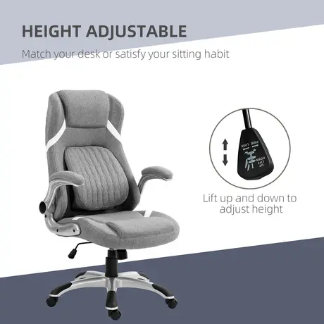 Buy Vinsetto Linen-Look Office Chair, with Adjustable Height and Tension - Grey, 4 from Furnituretta